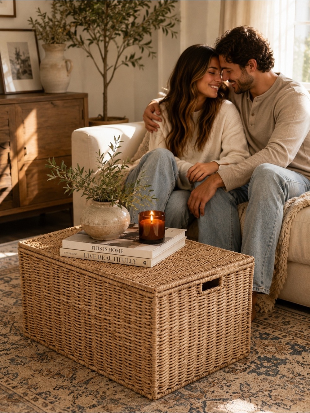Natural Woven Storage Basket - Neutral Tan